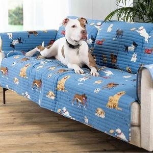 LoveSeat Protective Pet Furniture Cover, Blue Dog Park Design